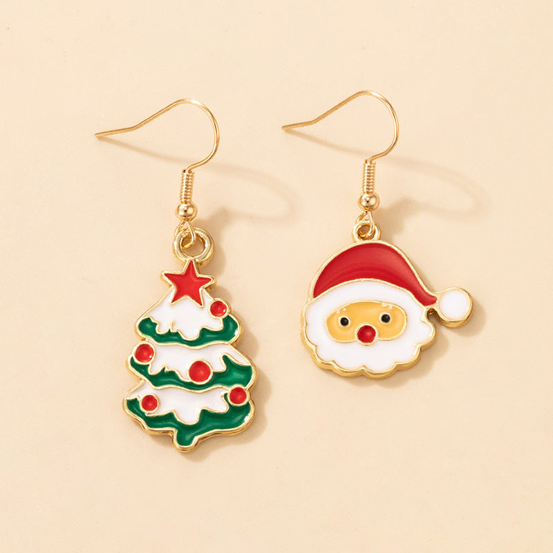 Wholesale Christmas Snowman Elk Candy Santa Claus Alloy Earrings