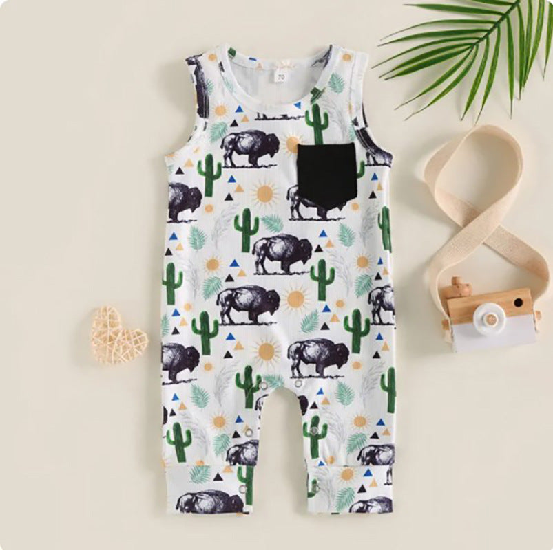 Wholesale Cotton Boys Cactus Jumpsuit
