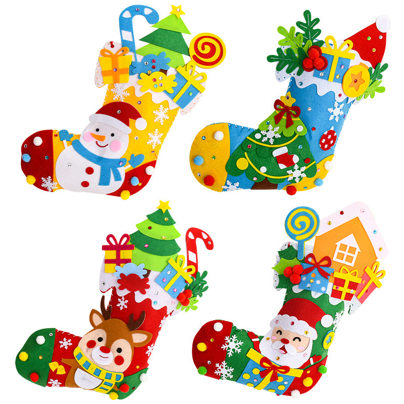 Wholesale Weaving Christmas Socks Christmas Children's DIY Handmade Material Pack