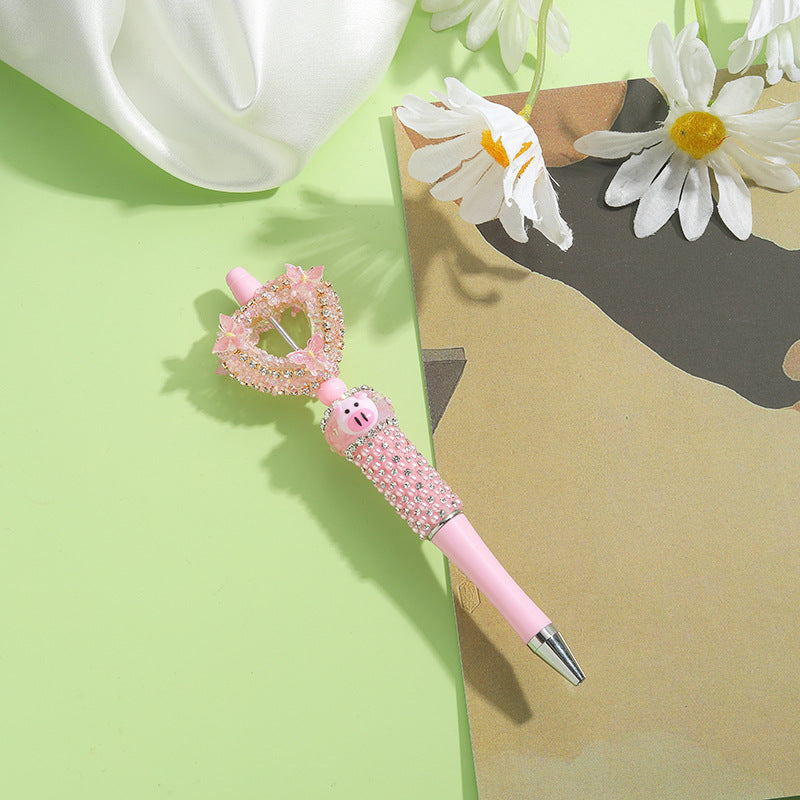 Wholesale Beaded Pens Colorful Handmade Beaded Twisting Rhinestone Love Pen