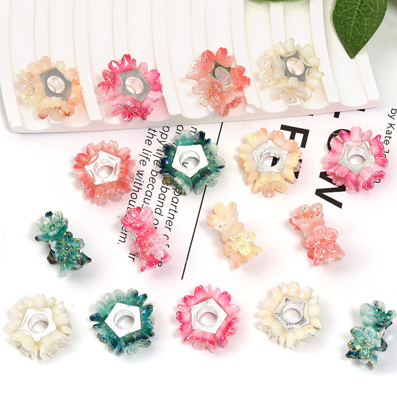 Wholesale 50pcs  Colorful flower Acrylic Beads