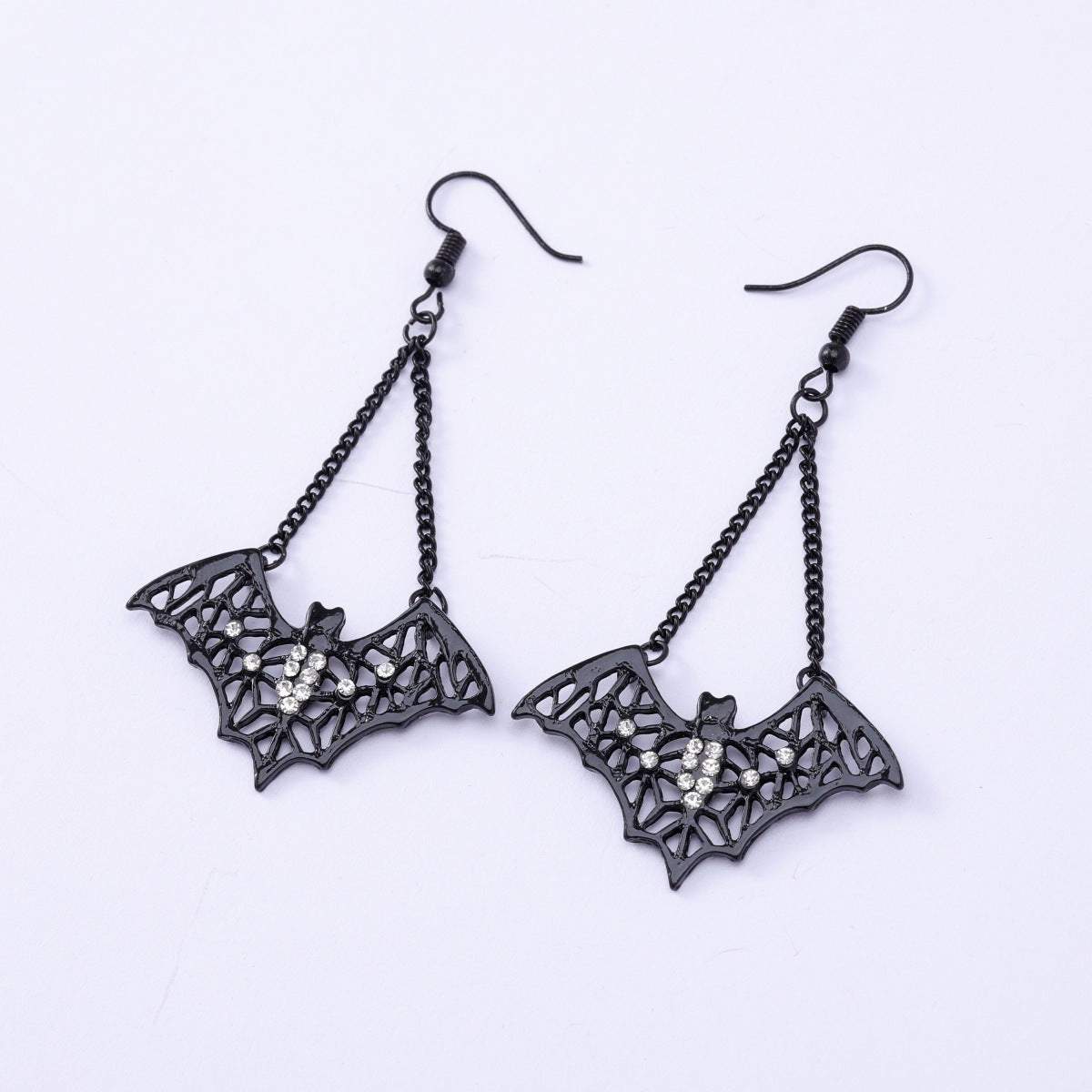 Wholesale  dark punk gothic style exaggerated red teardrop bat earrings