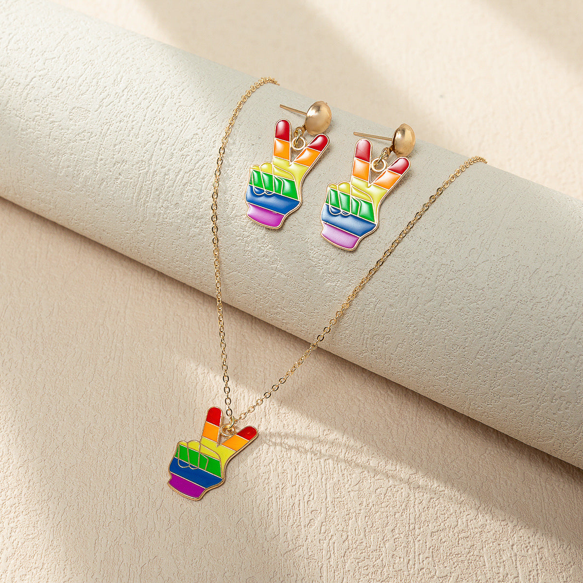 Wholesale Rainbow Element Valentine's Day Necklace Set