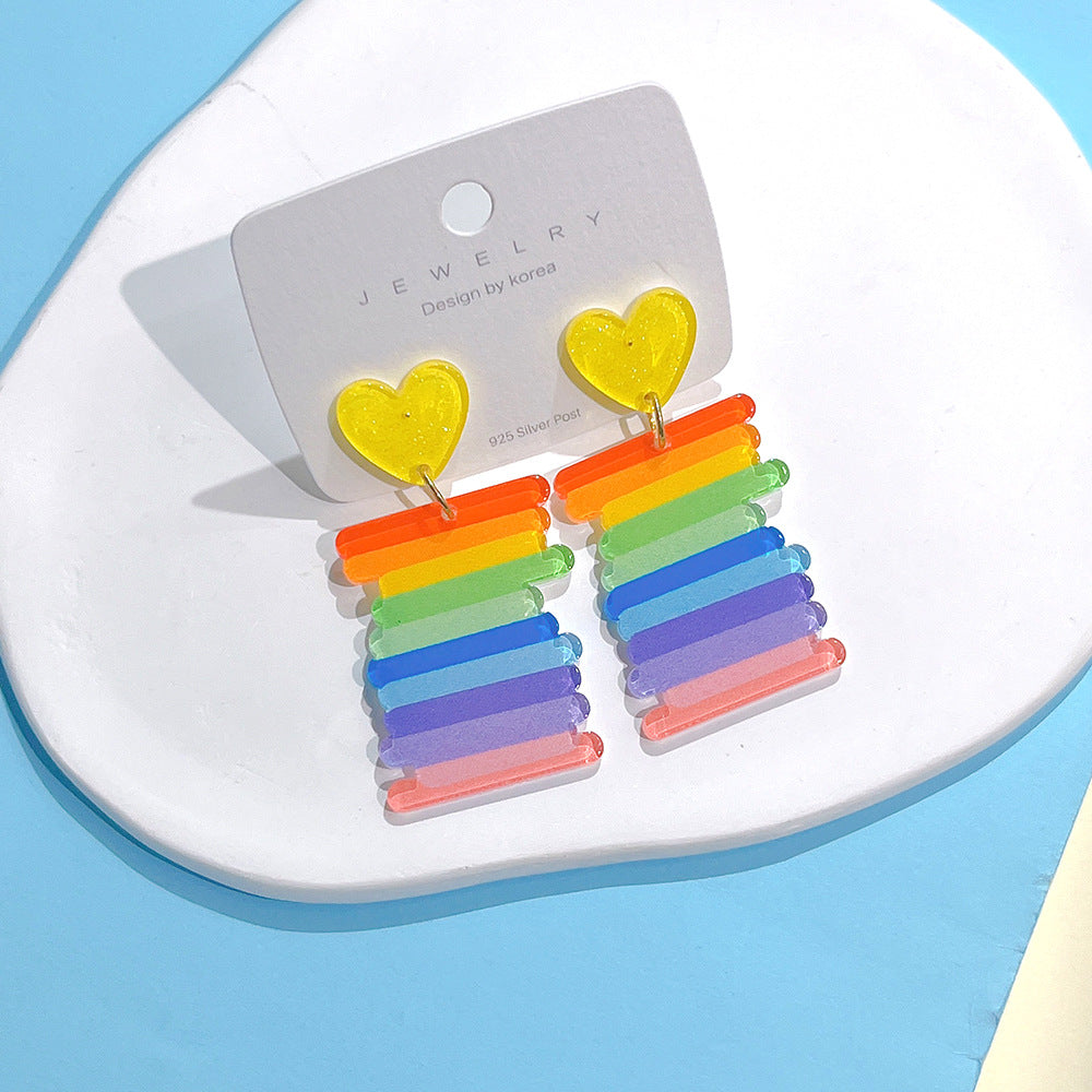 Pendientes de coloridos acrílicos acrílicos al por mayor arcoiris