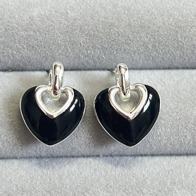 Wholesale Heart shaped Double sided Glaze Drop Earrings