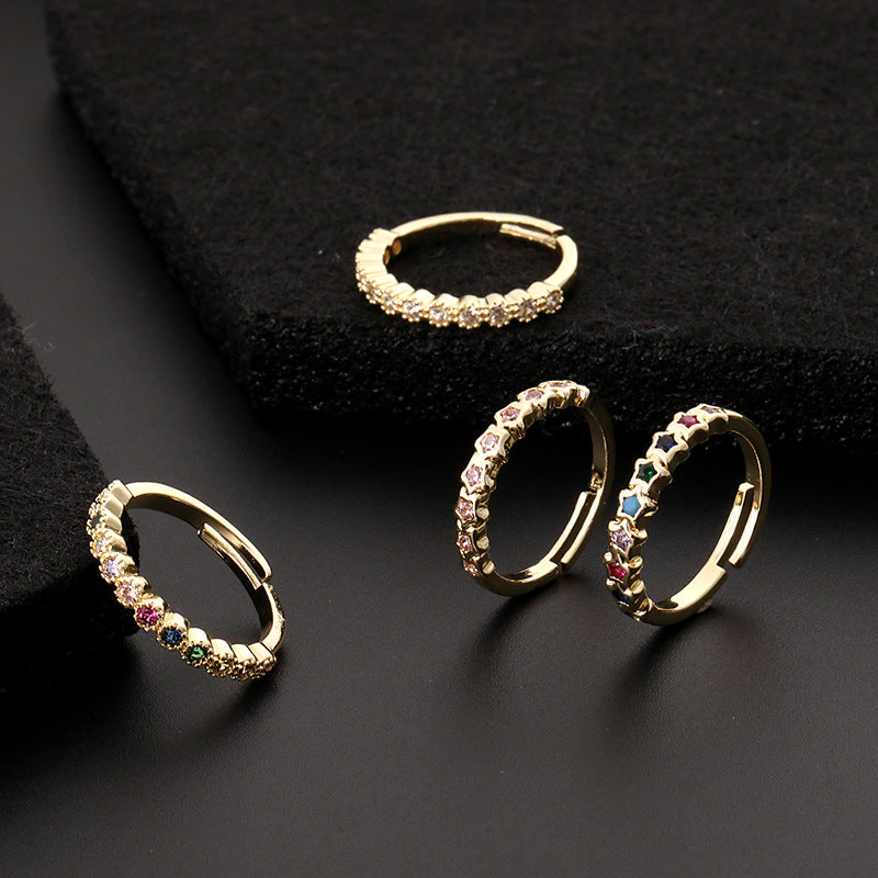 Anillo ajustable de apertura de la estrella de cobre al por mayor de cobre