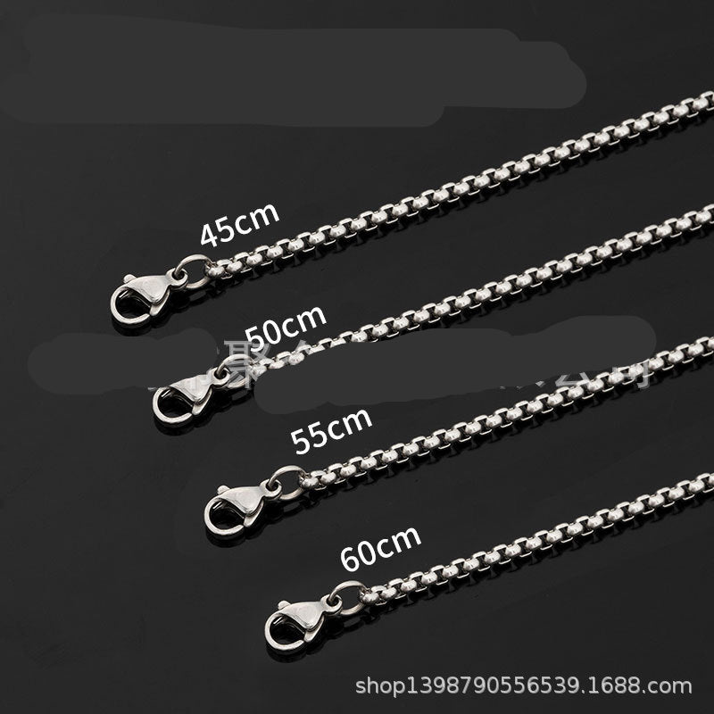 Wholesale 2.5mm stainless steel square pearl chain necklace