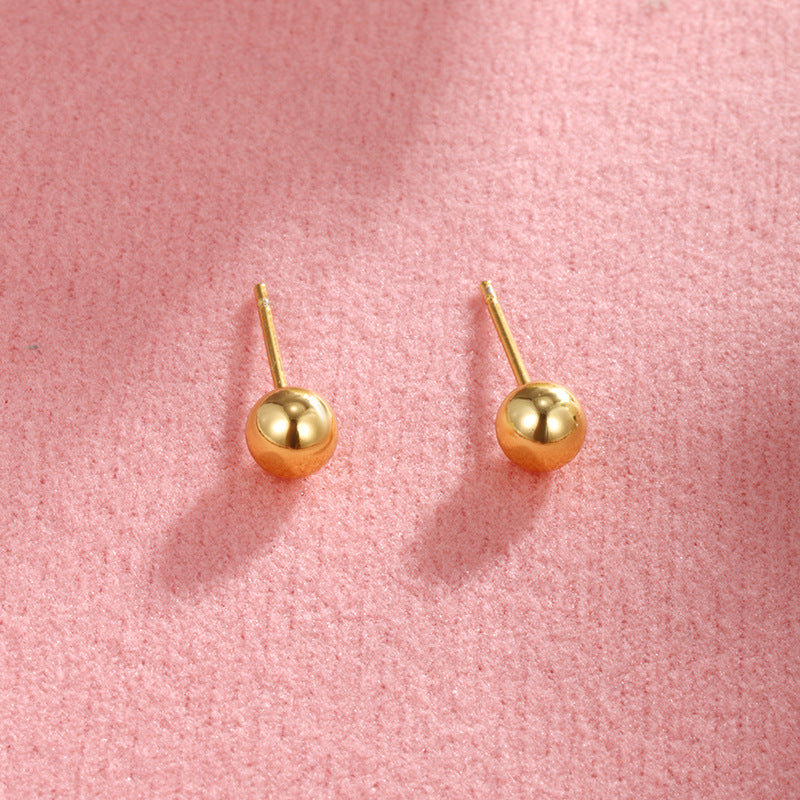 Wholesale Copper Gold Plated Matte Smooth Round Mini Exquisite Simple Earrings