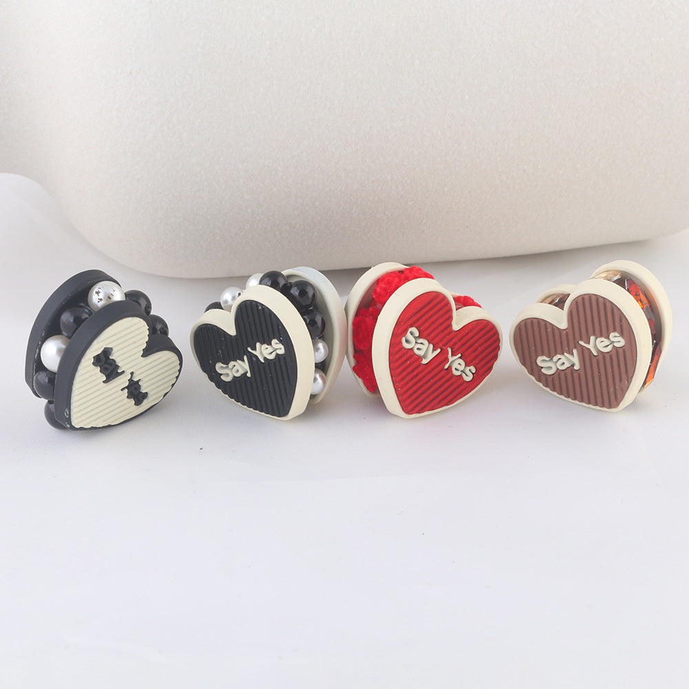 Wholesale 10pcs colored peach heart soft ceramic diamond beads