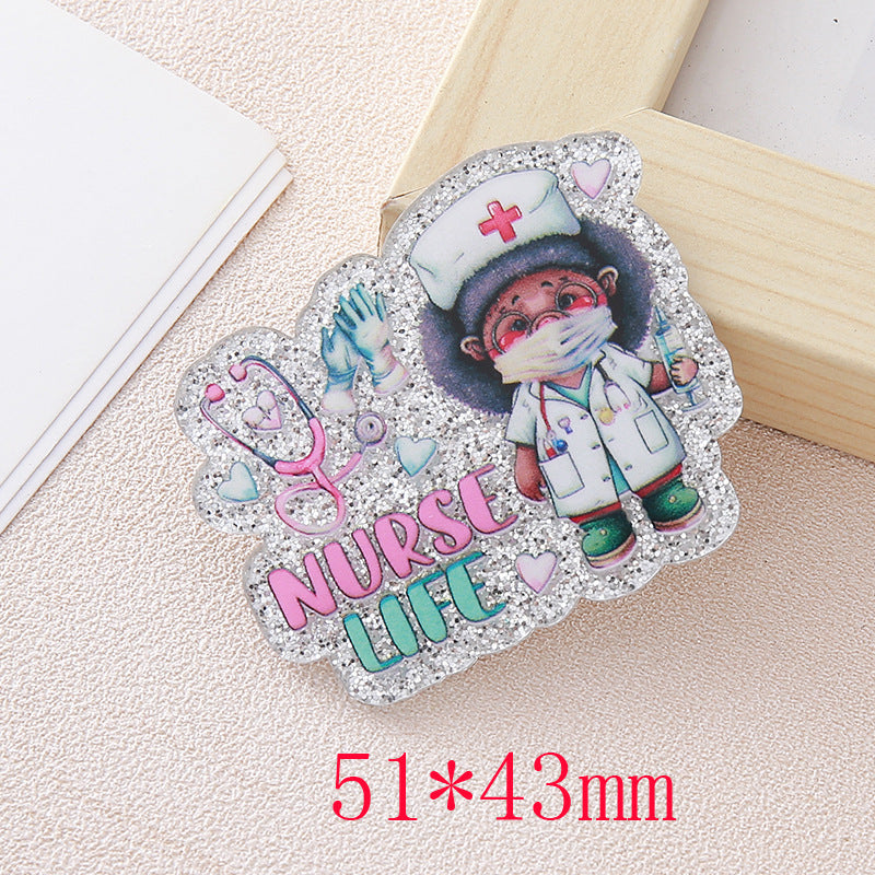 Wholesale 10pcs Cartoon Medical Staff Name Badges  Acrylic Flatback