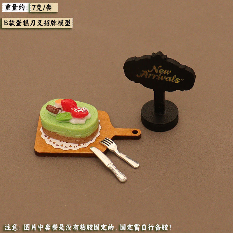 Wholesale Miniature food toy cake tray knife and fork model Doll Accessories