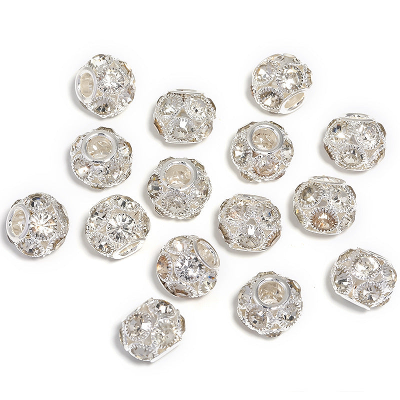 Wholesale 50pcs Large Hole  Ball Beaded Diamond  Beads