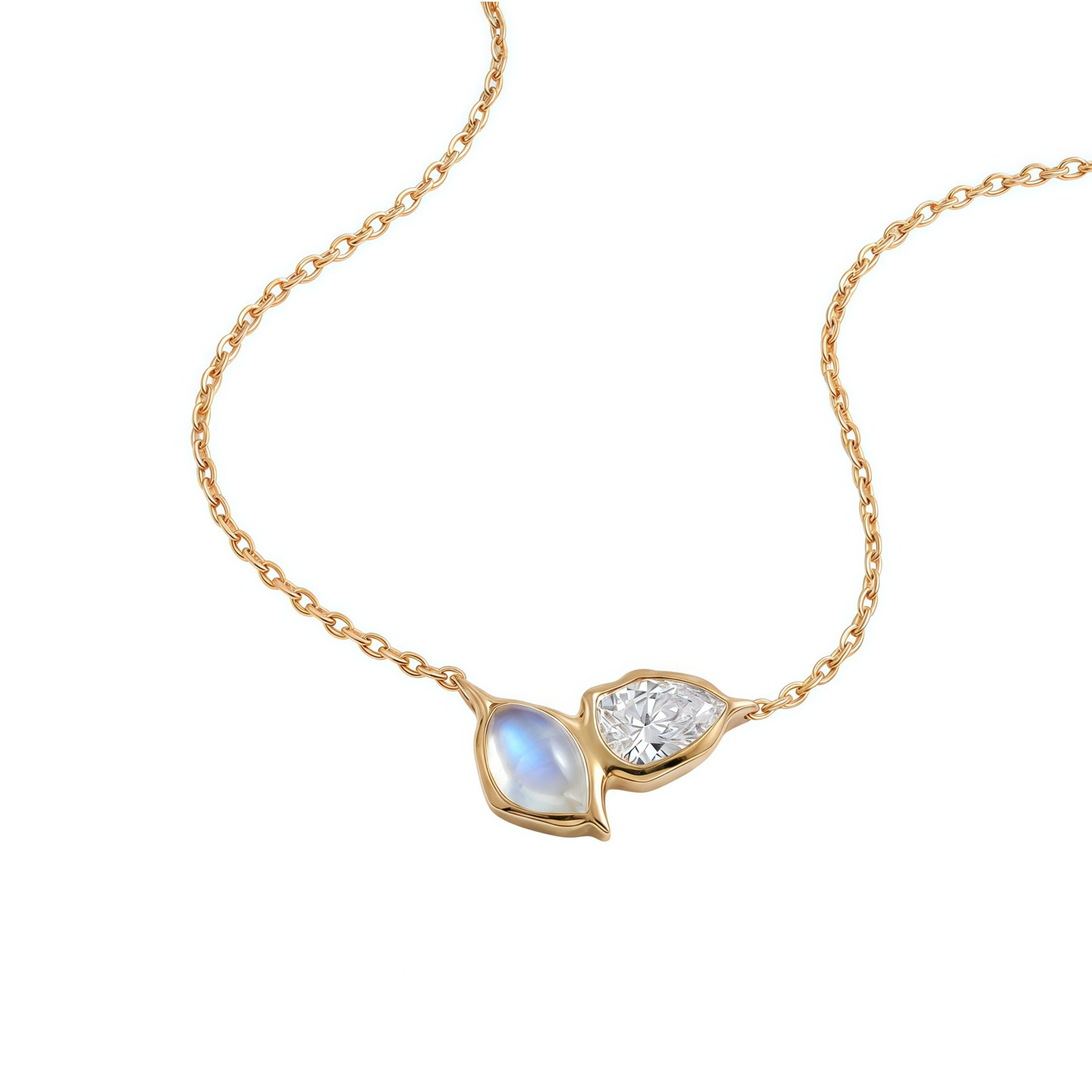 Wholesale Stylish 12 Birthstone Leaf Pendant Necklace Stainless Steel Electroplated Fashion Jewelry Gift
