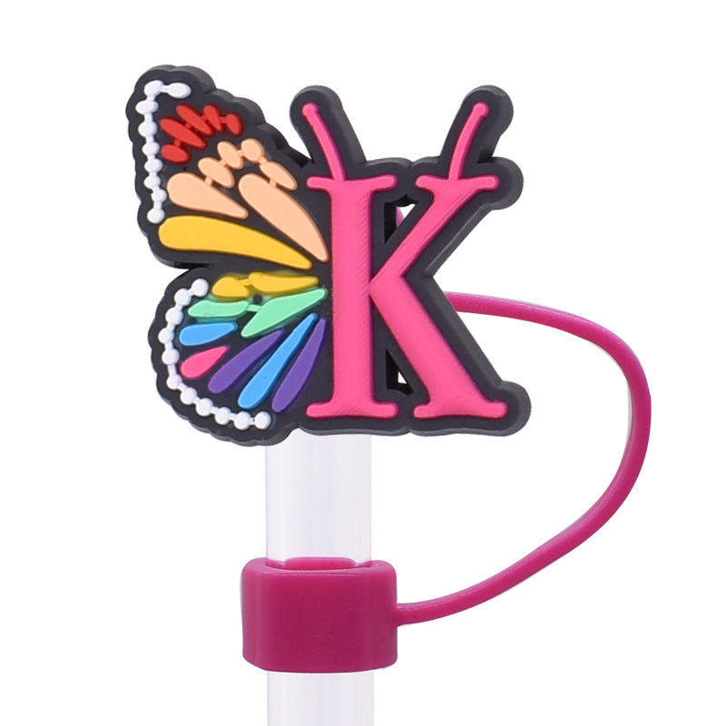 Wholesale  Random 100pcs/pack   Butterfly letter dustproof straw cover  Straw Tube Cap