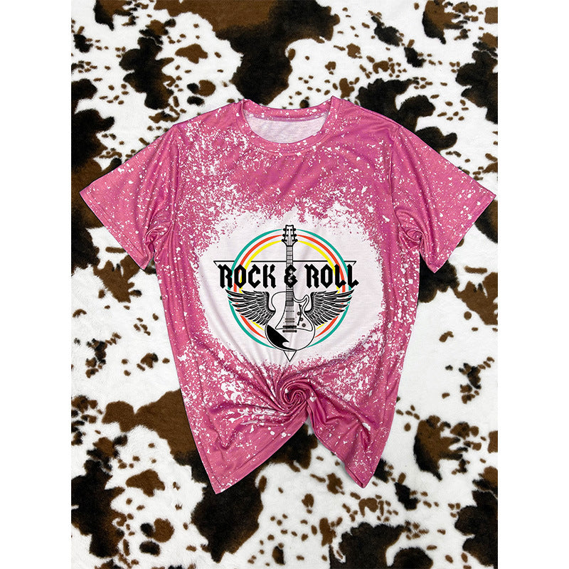 Wholesale Polyester ROCK ROLL Print T-shirt
