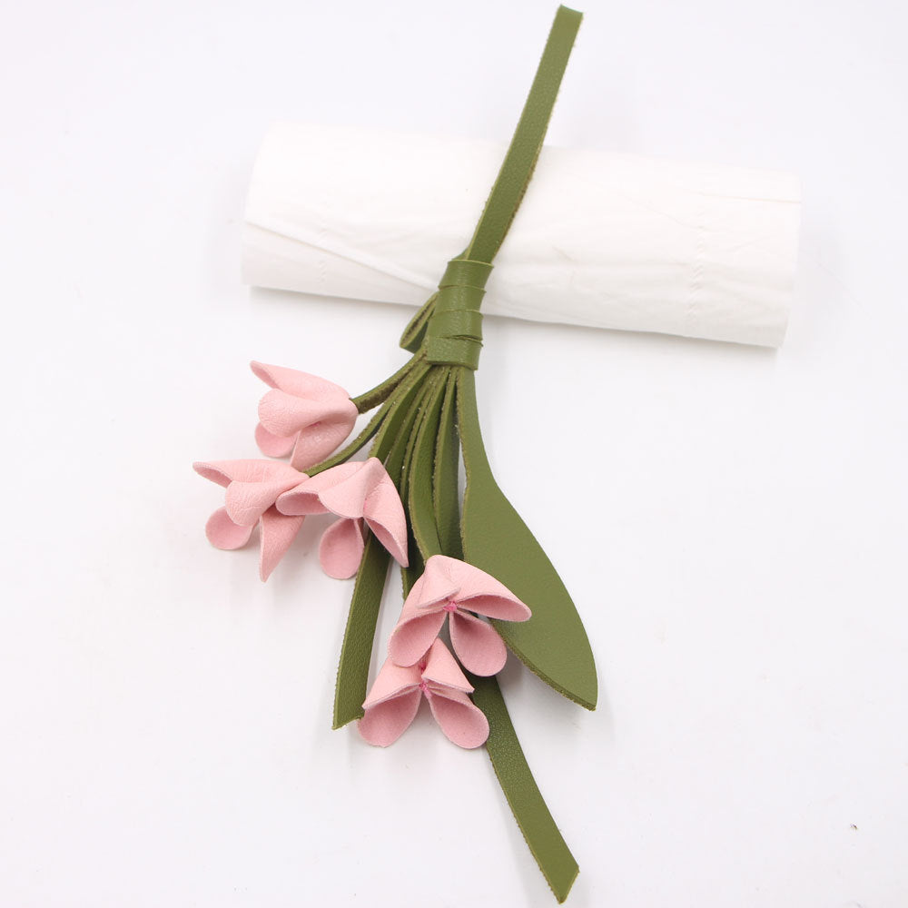 Wholesale Handwoven Golden Osmanthus Flower Keychain PU Leather Bag Charm Fashion Accessory Boutique Resale