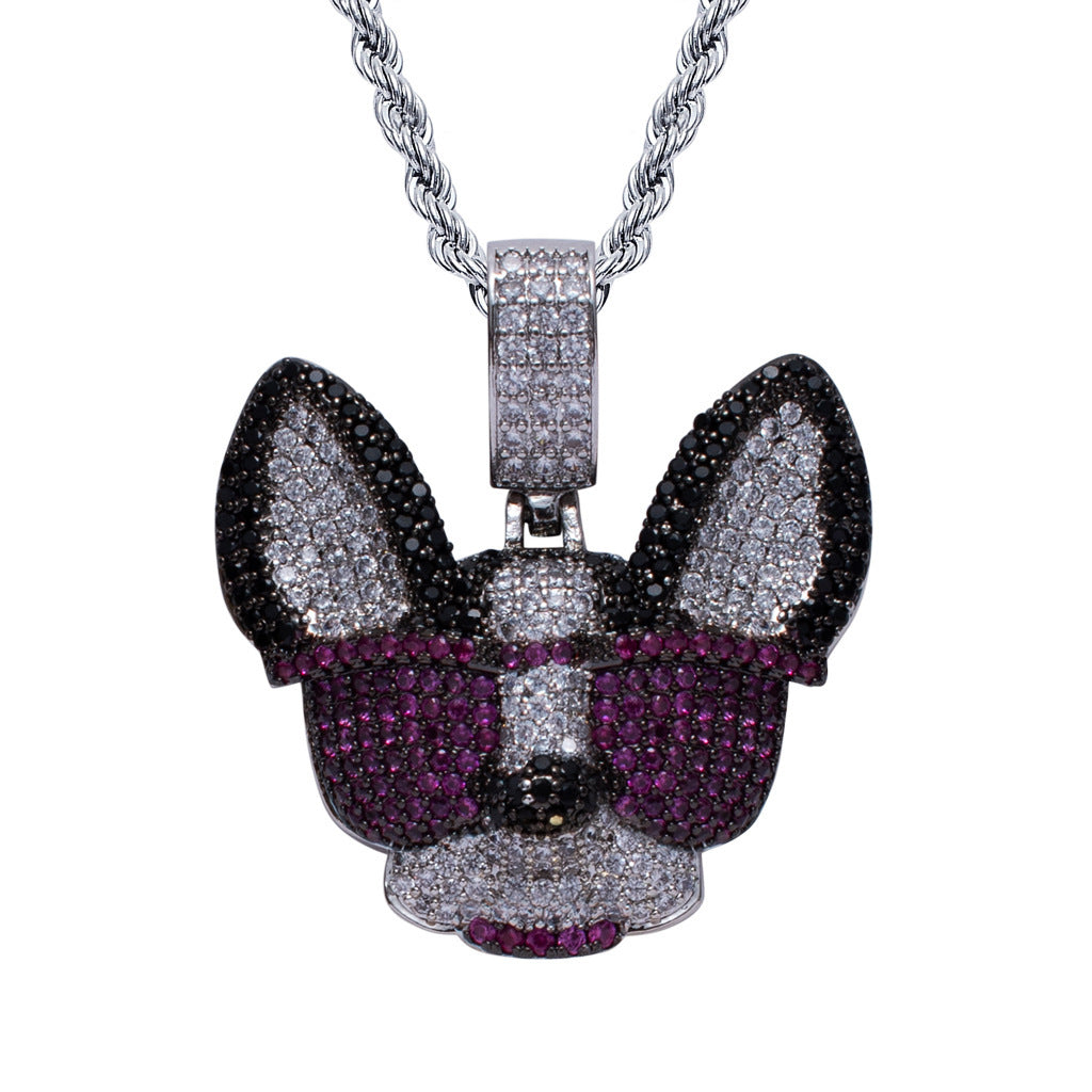 Wholesale hip hop chihuahua dog sunglasses creative alloy necklace