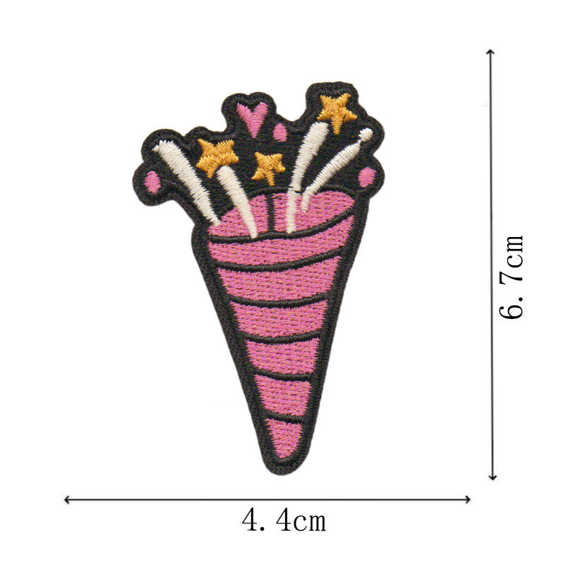 Wholesale Cartoon Pink Embroidered Patch With Heating Glue Backing DIY Fashion Accessory For Bags Clothes Shoes Towels