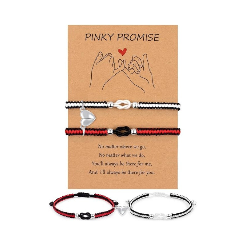 Wholesale Hand woven black and white Mobius ring adjustable bracelet