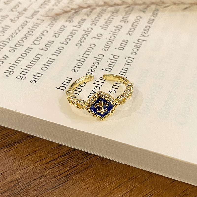 Wholesale Flower bud colored enamel drip pattern ring