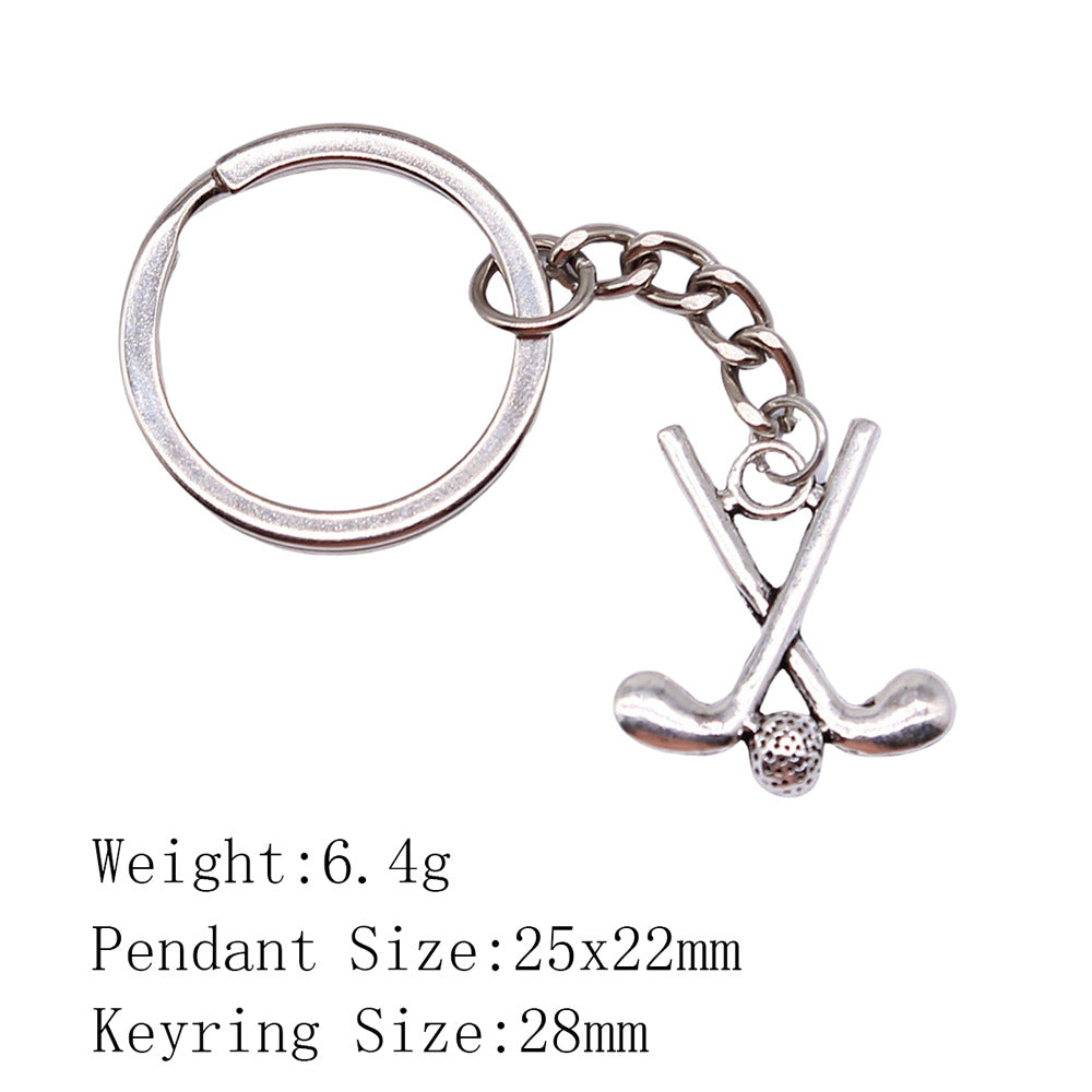Wholesale 10PCS Simple Golf Club Pendant Metal Keychain