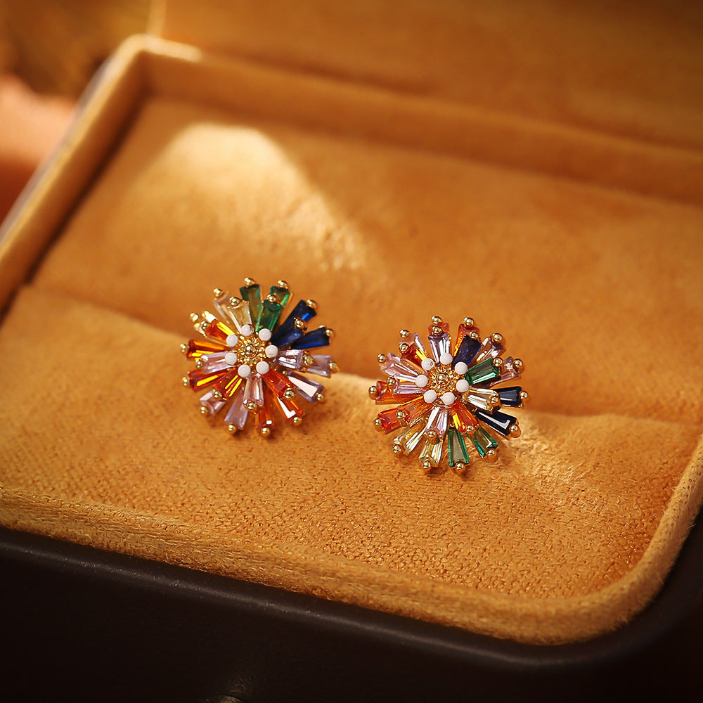 Wholesale Colorful Firework Stud Earrings  Small  Zircon Necklace and Earrings