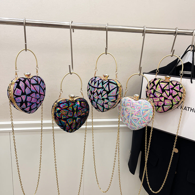 Wholesale Sequined patchwork hand-held clip buckle shell bag crossbody bag