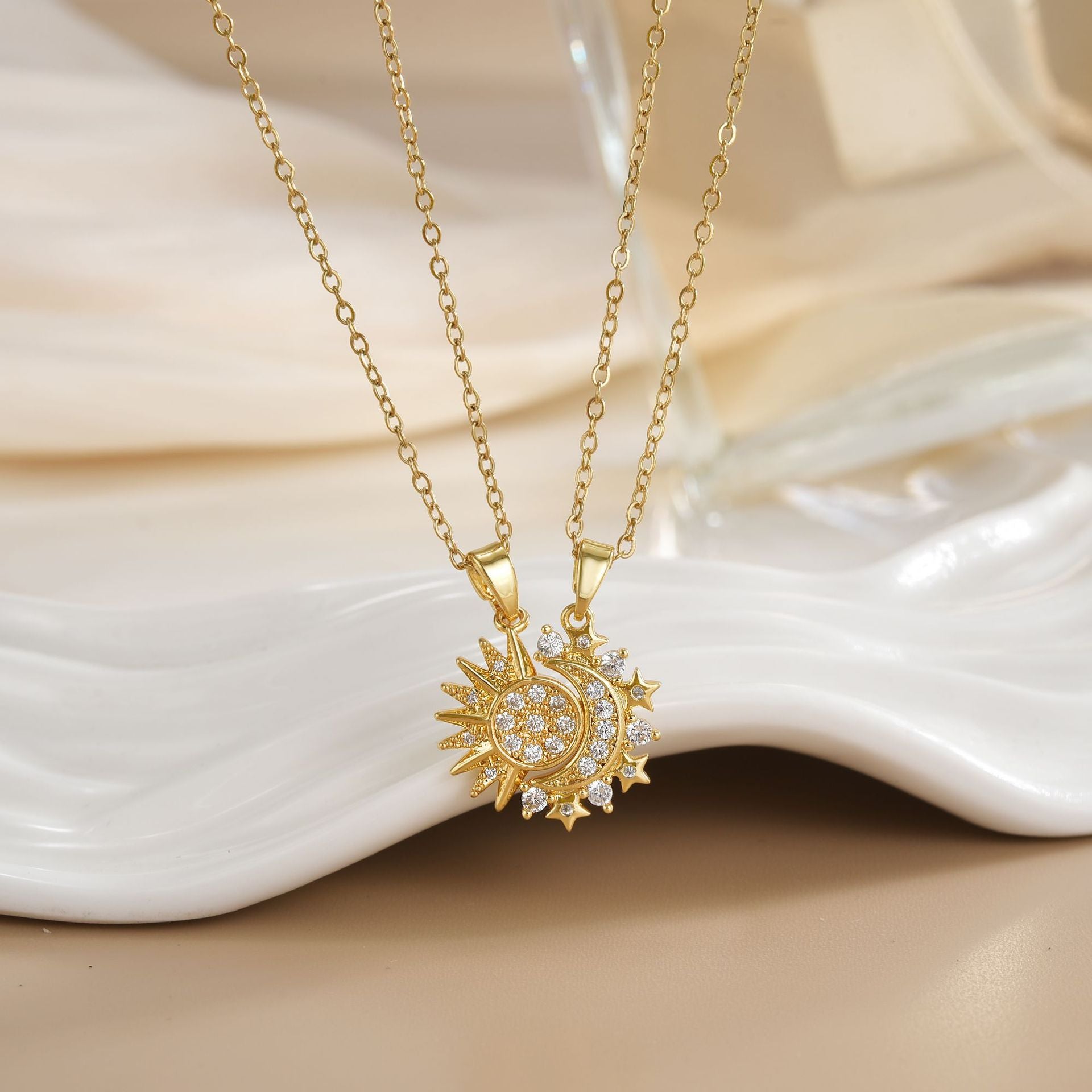 Wholesale Magnetic Sun Moon Titanium Steel Necklace