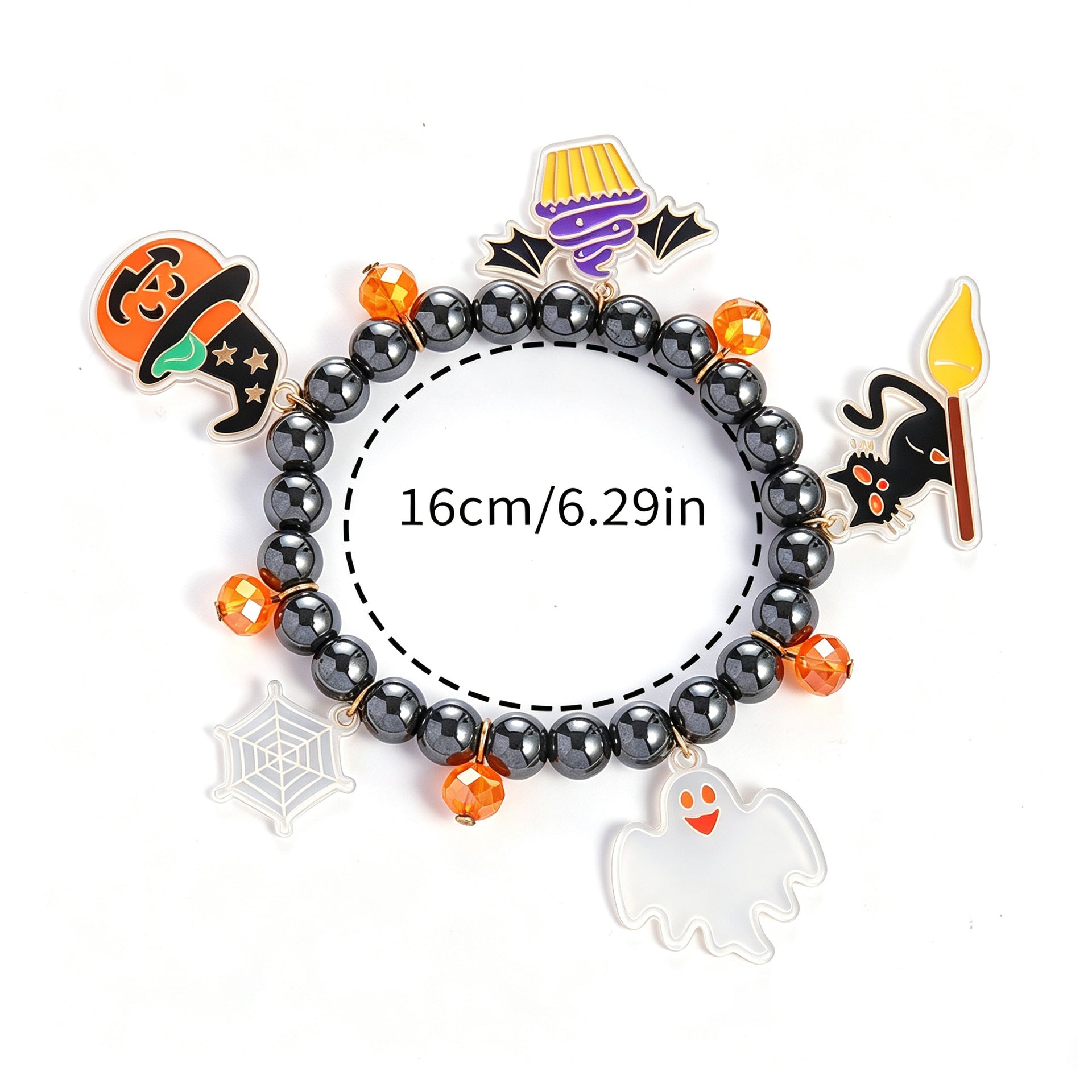 Wholesale Trendy Acrylic  Bracelet With Cute Pumpkin And Ghost Charms Unisex Fashion Jewelry Accessory For Party And Gift