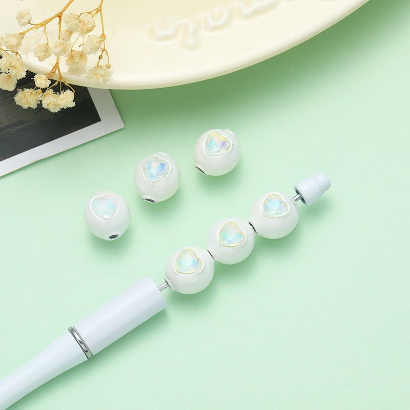 Wholesale 10pcs Love Alloy Series White Round Beads