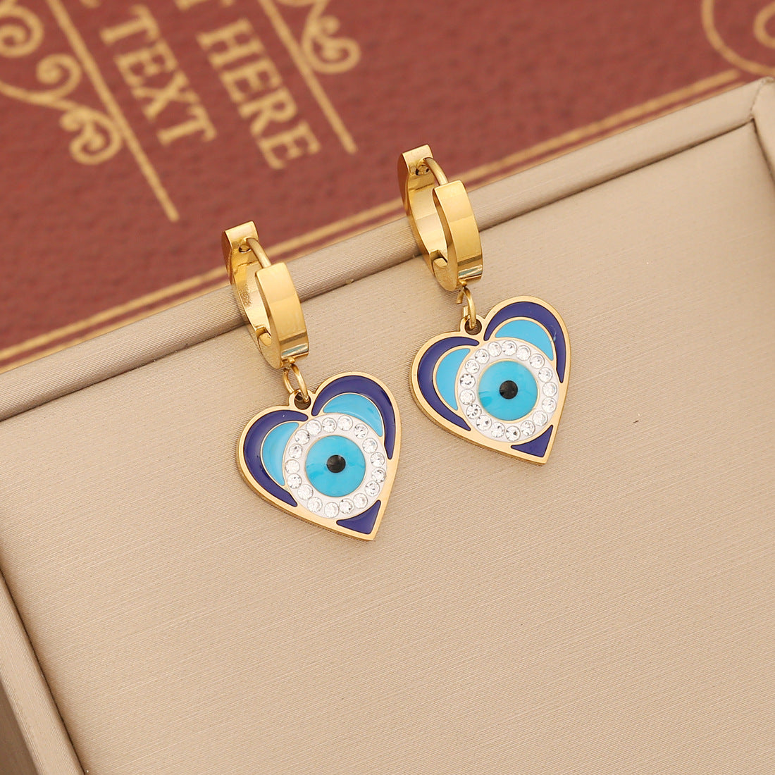 Wholesale Colorful Cubic Zirconia Necklace Stainless Steel Double Chain Heart Bracelet Set