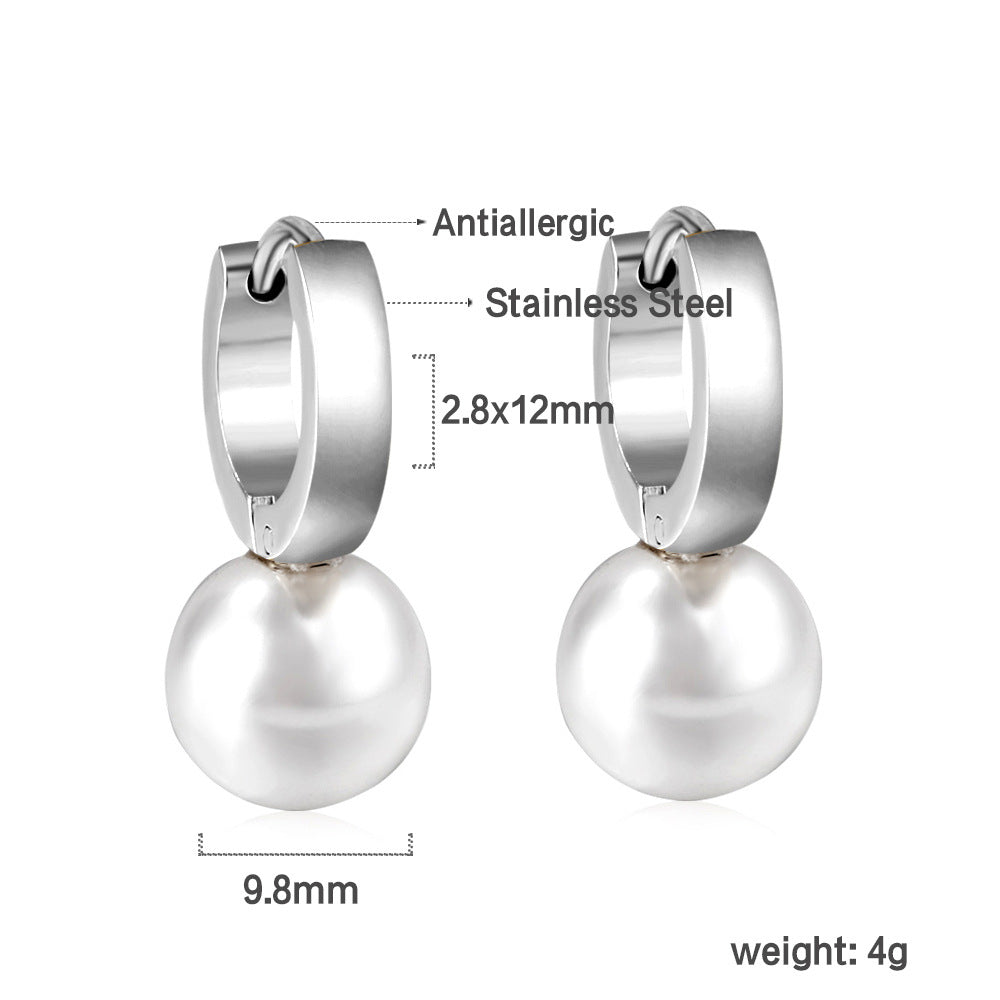 Wholesale 18k gold stainless steel earrings inlaid with pearls
