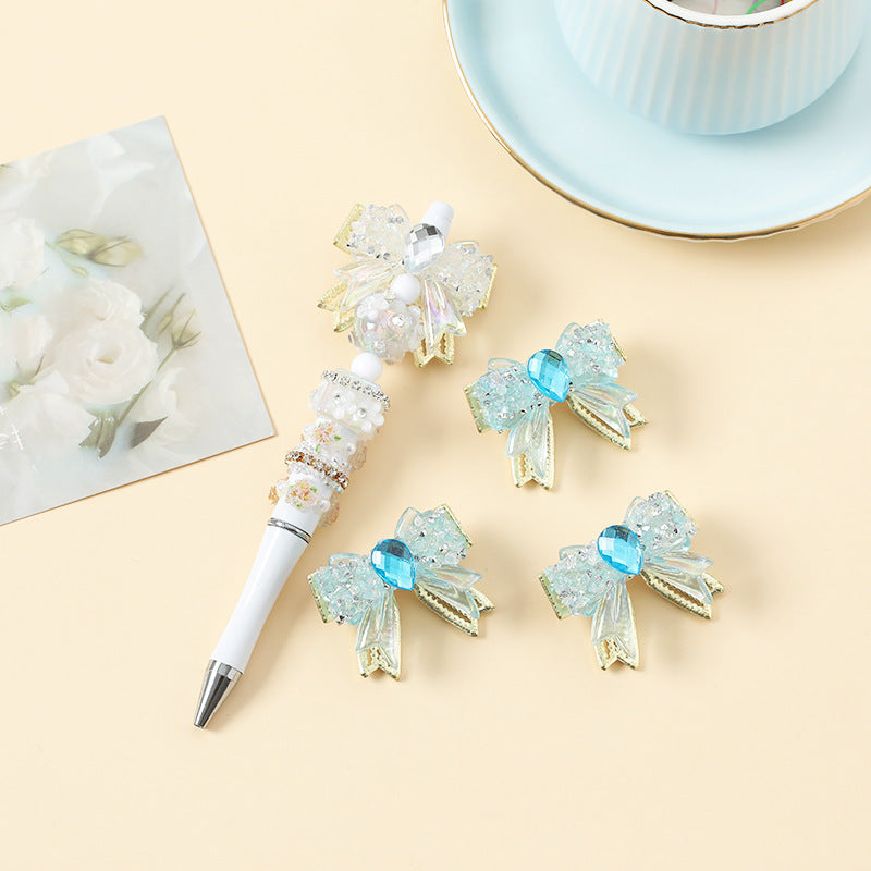 Wholesale 10pcs Heavy Industry Full Diamond DIY Alloy Bow Beads