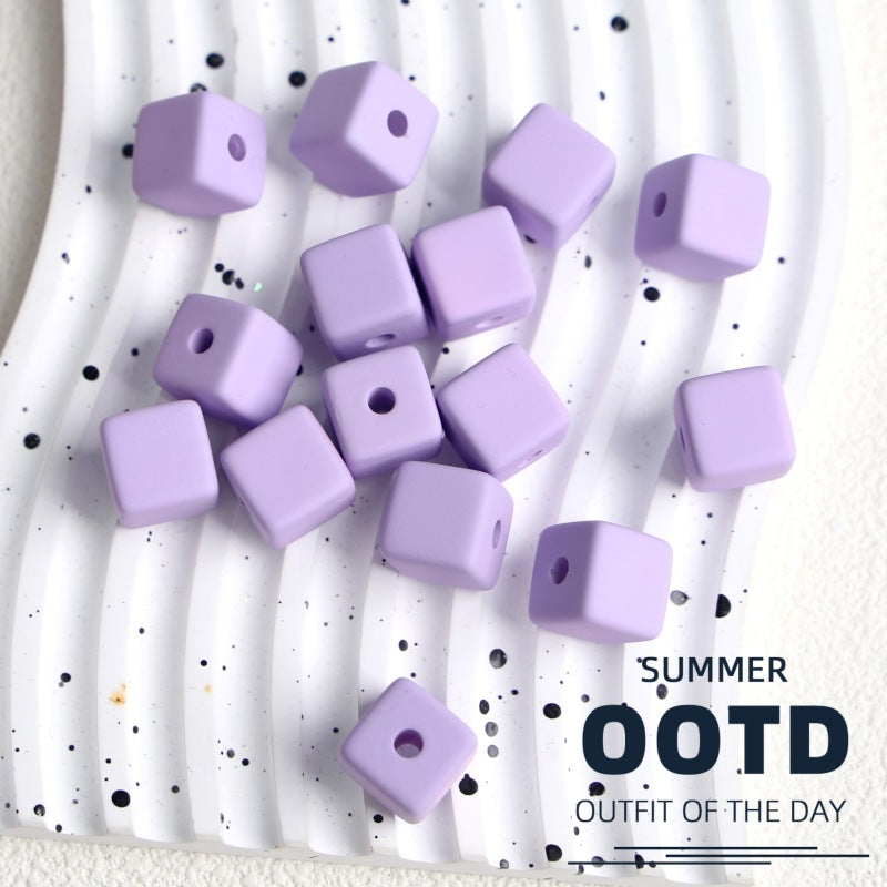 Wholesale 10pcs DIY Square Rubber Beads Macaron Color Square Beads