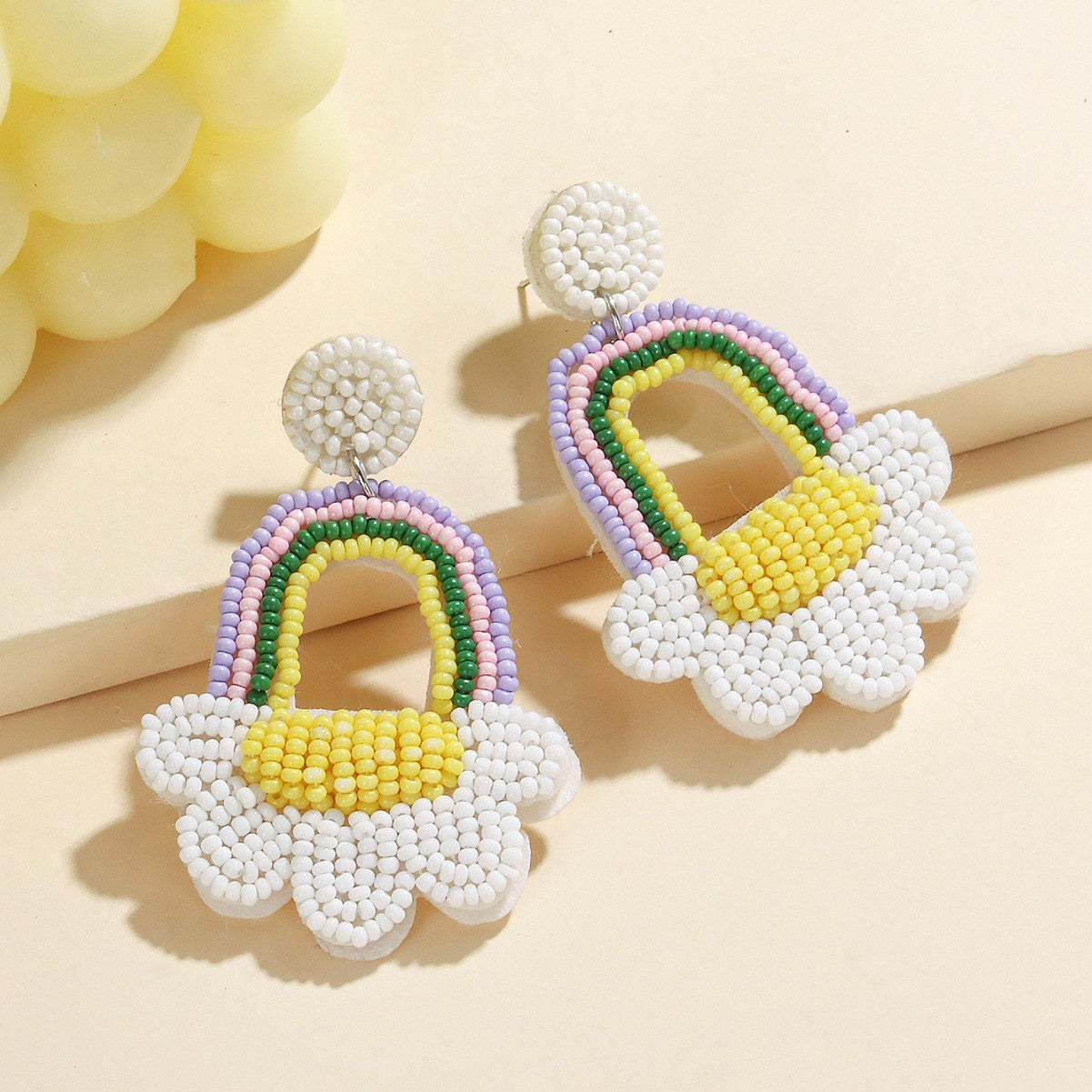 Wholesale New Easter Beaded Earrings Handmade Fabric Rice Beads Bohemian Creative Bunny Flower Basket Earrings