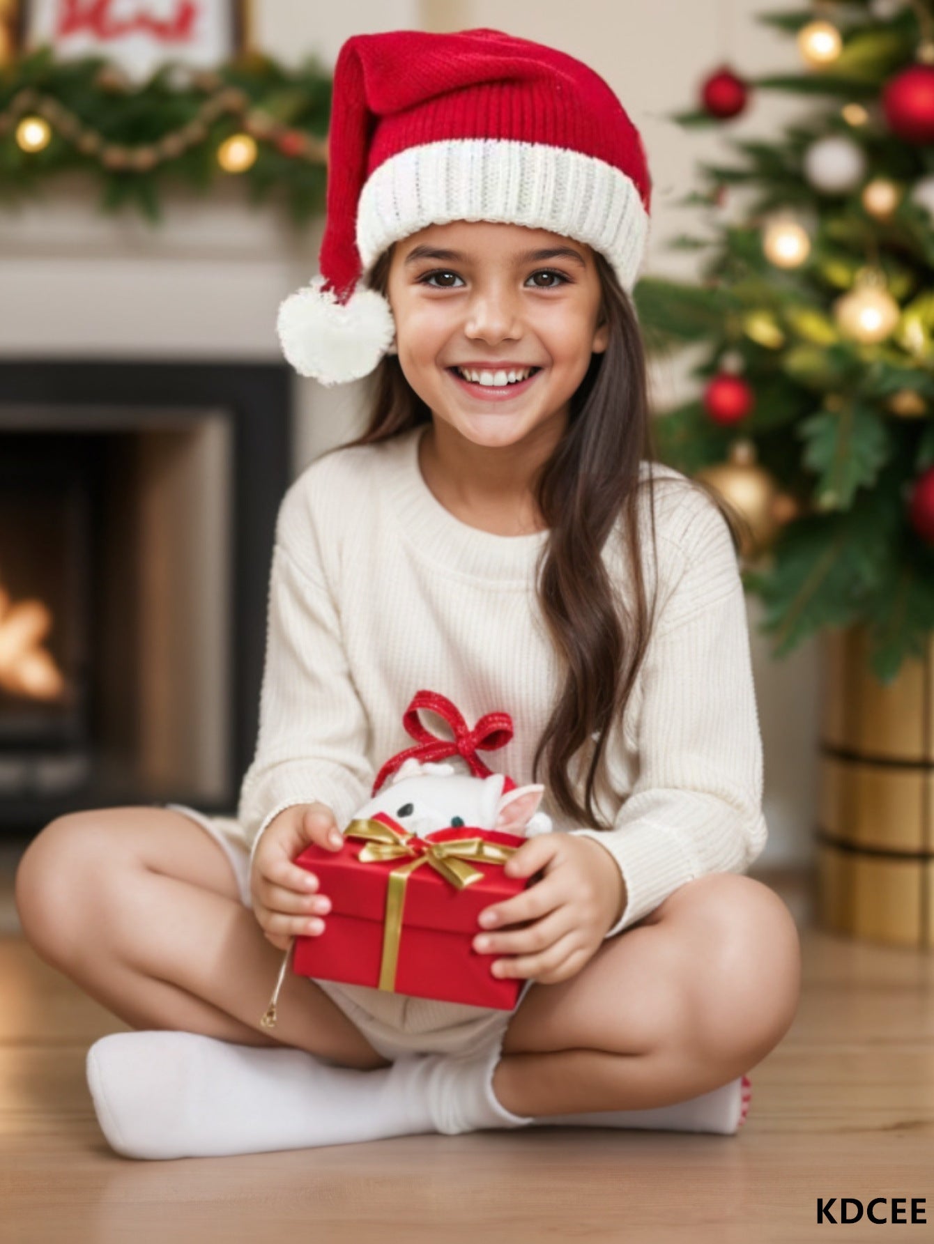 Wholesale Christmas Knitted  Winter Striped Pom-Pom Holiday Wool Hat