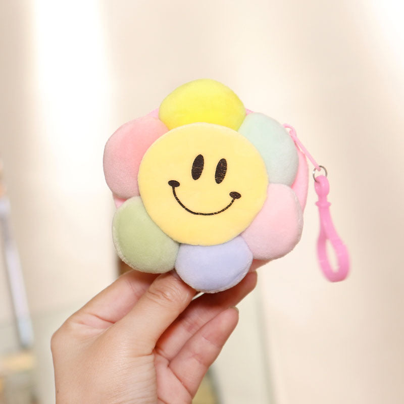Wholesale Creative Candy Color Flower Coin Purse Plush Keychain