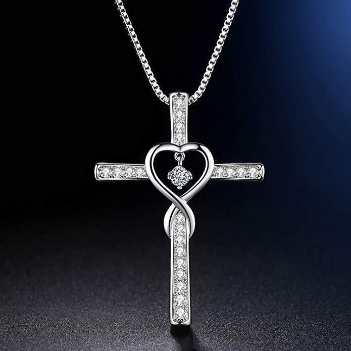 Wholesale Cross religious faith inlaid zircon pendant necklace