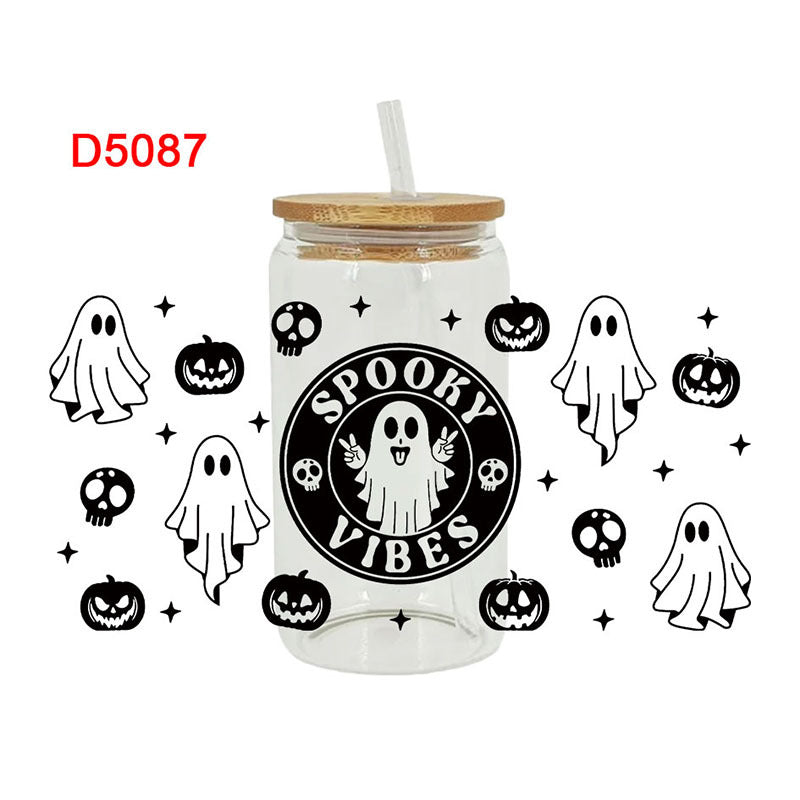 Wholesale Skeleton Ghost Halloween Series  16oz Cup UV DTF Wraps