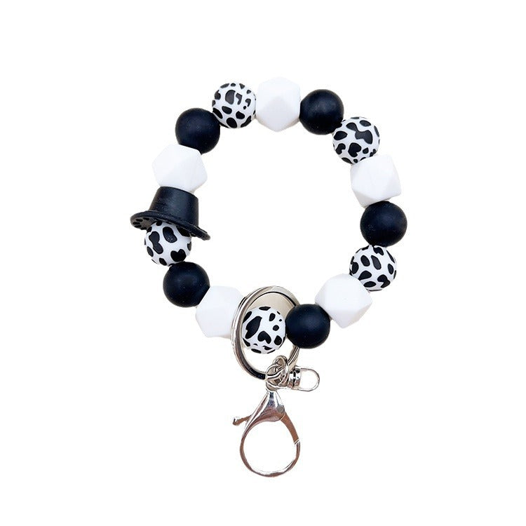 Wholesale Western Style Cowboy Hat Silicone Beaded Wrist Keychain