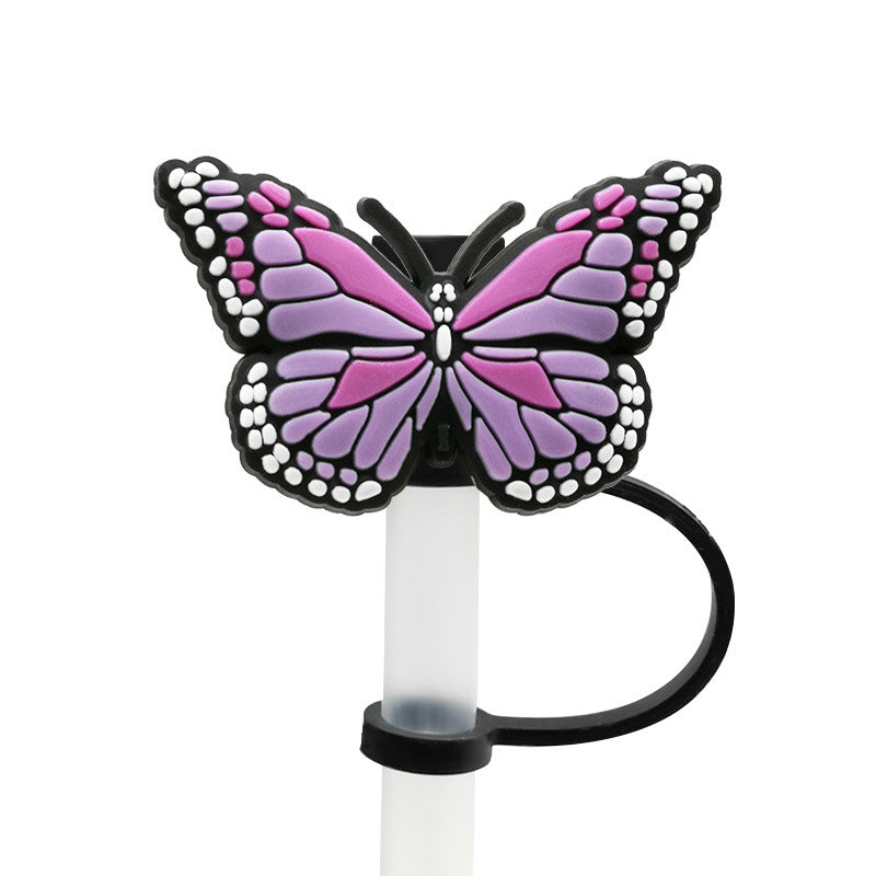 Wholesale 10pcs PVC Butterfly Straw Tube Cap