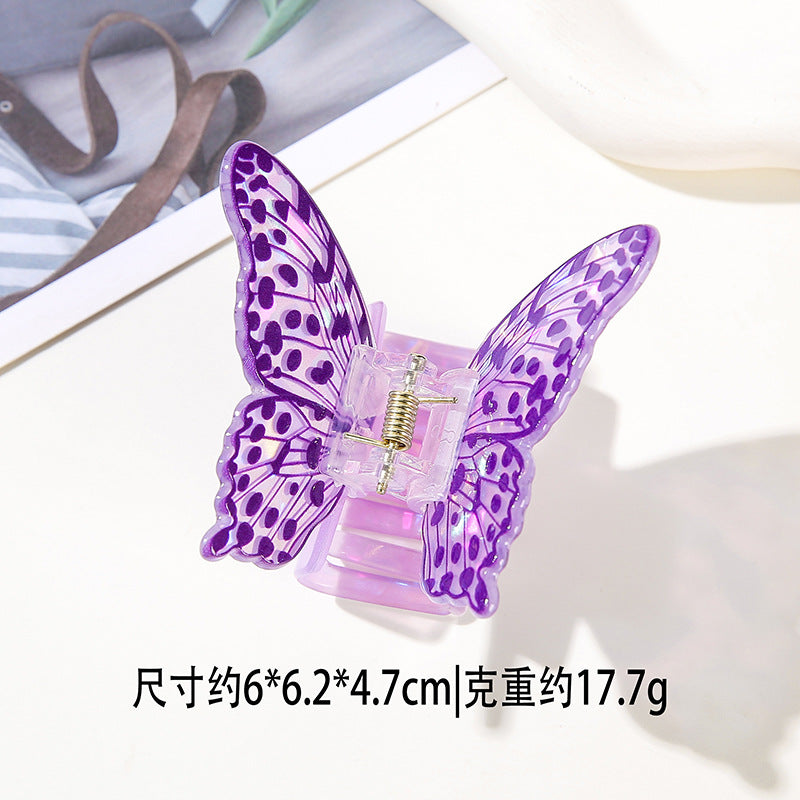 Wholesale Butterfly Print PVC Hair Claw Clip Chic Everyday Hair Accessory Boutique Resale Gift