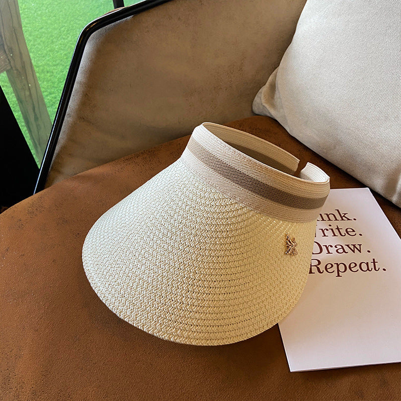 Wholesale Straw cap with hollow top and no headband Sun protection sun hat