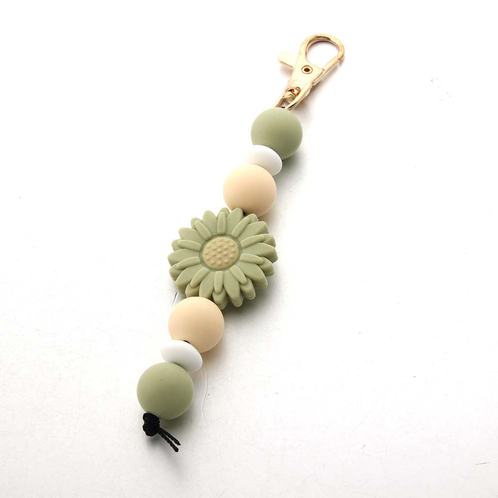 Wholesale Sunflower Tassel Silicone Bead Keychain