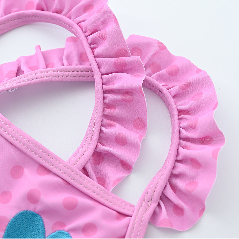 Wholesale Children's swimsuit one-piece girls cartoon swimsuit girls medium and large children quick-drying triangle hot spring swimsuit