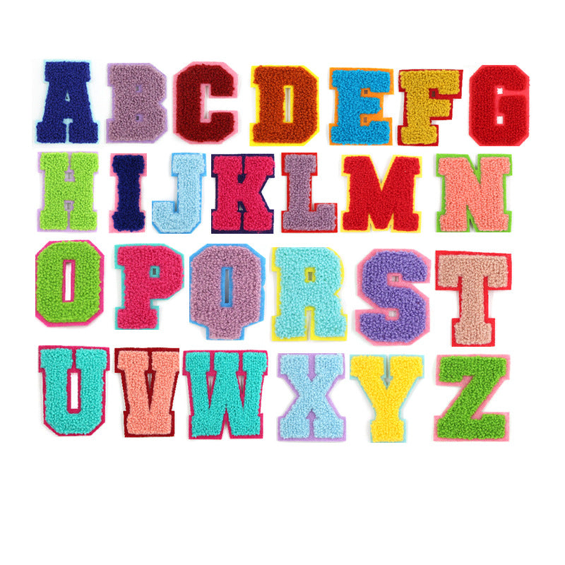 Wholesale 10pcs English Letter Cloth Stickers, Colored Towels, Embroidered Clothing Accessories, Patch Stickers FS