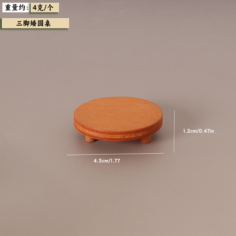 Wholesale Miniature simulation wooden brown round table Doll Accessories