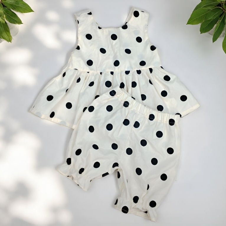 Wholesale Fashion Cotton Polka Dot Toddler Girl Sleeveless 2 Piece Shorts Outfit Korean Style Summer Birthday Resale