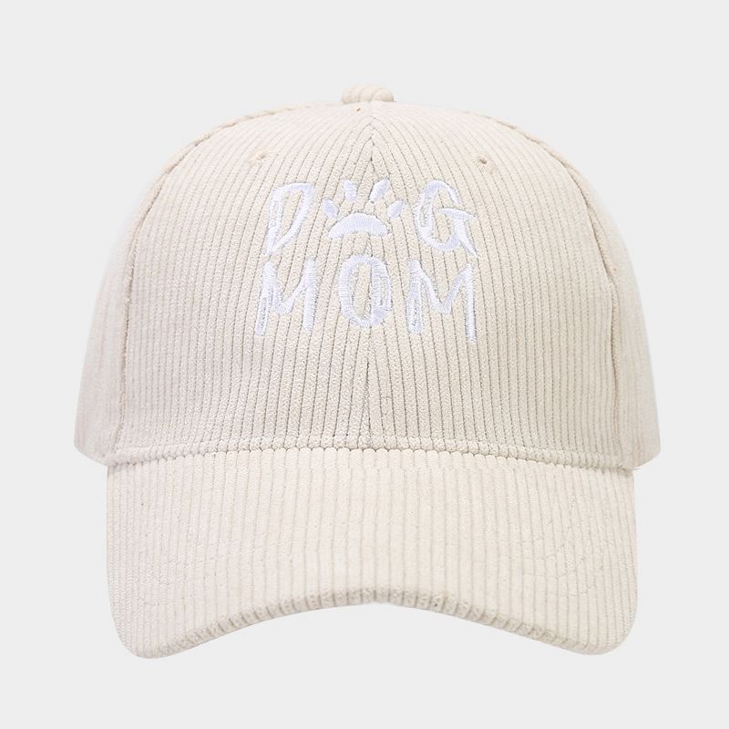 Wholesale DOG MOM Embroidered Corduroy Baseball Caps