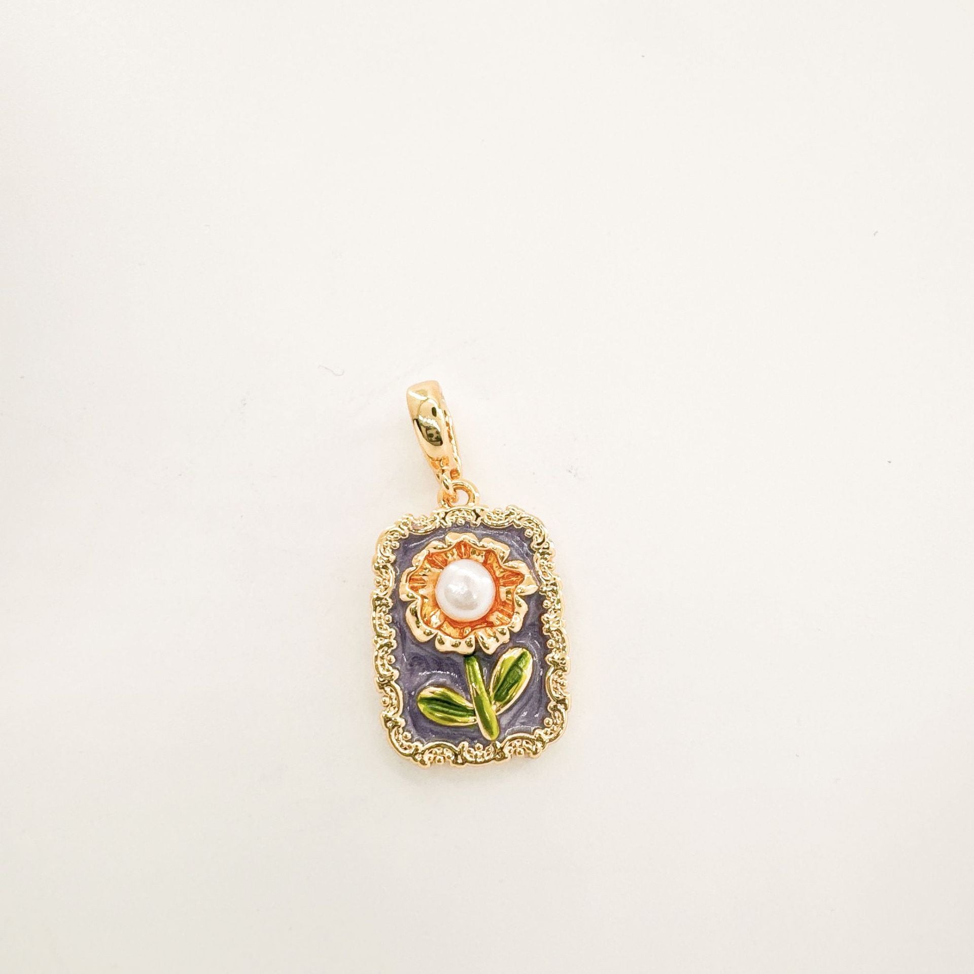 Wholesale 18K Hand painted Oil Painting Series Ancient Technique Enamel Inlaid Natural Pearl Pendant